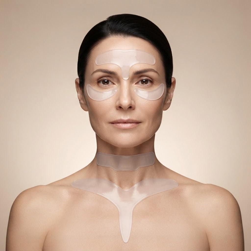 Where to apply wrinkle patches: forehead, under eyes, neck and chest